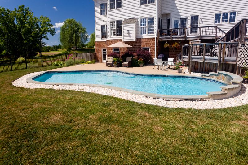 single family home with a stylish pool