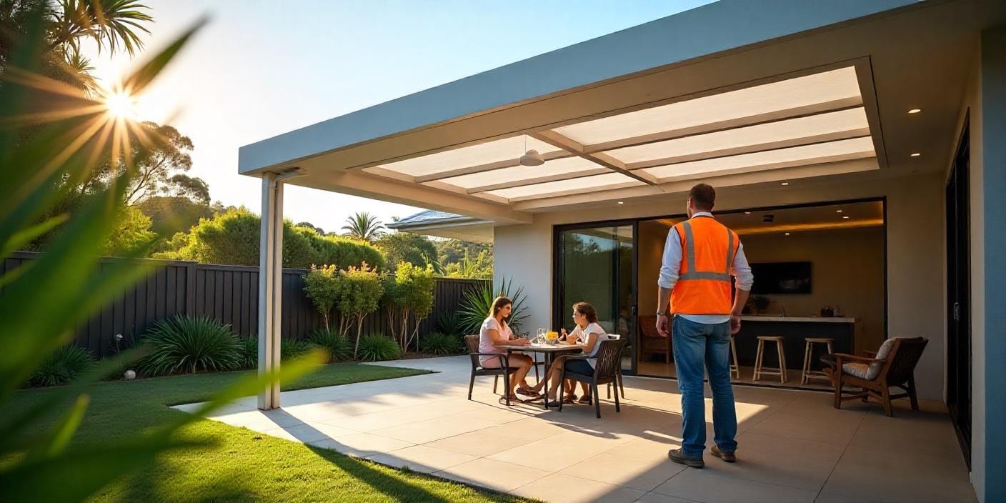 Insulated patio roof with modern panels providing heat protection in Sippy Downs